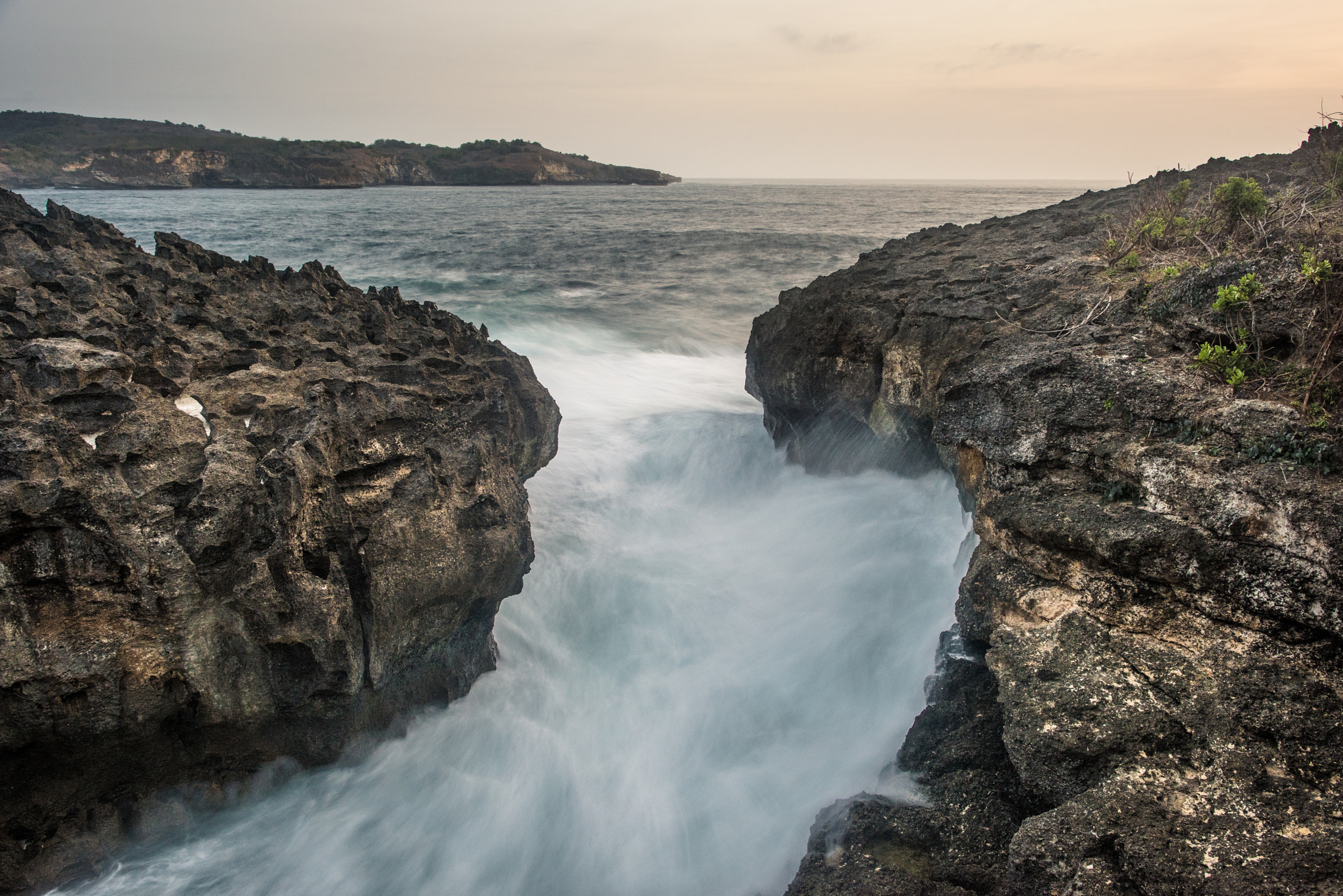 Nusa Penida cliffs and deep blue ocean channels
