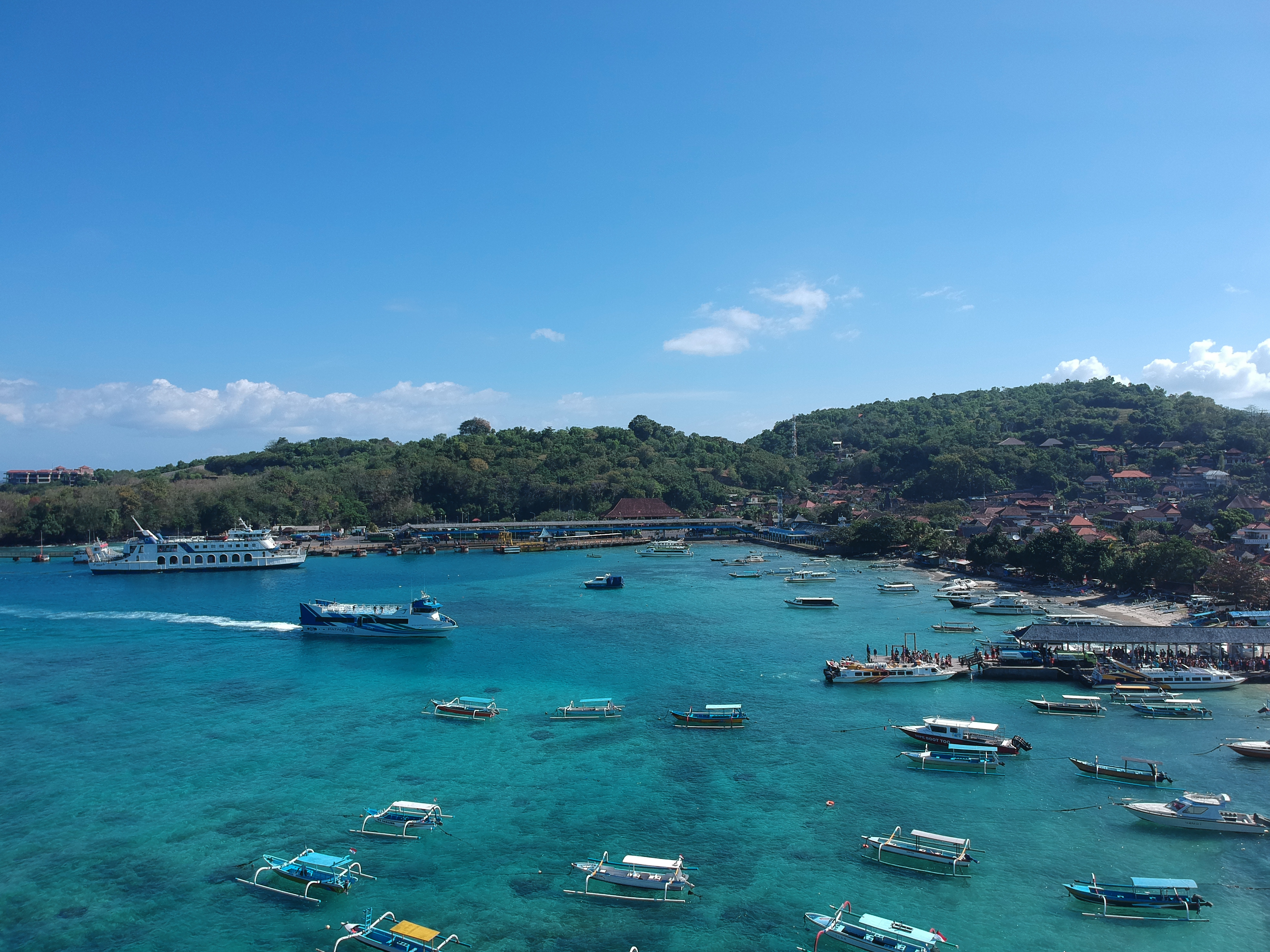 Spearfishing conditions and coastline at Padang Bai, Bali